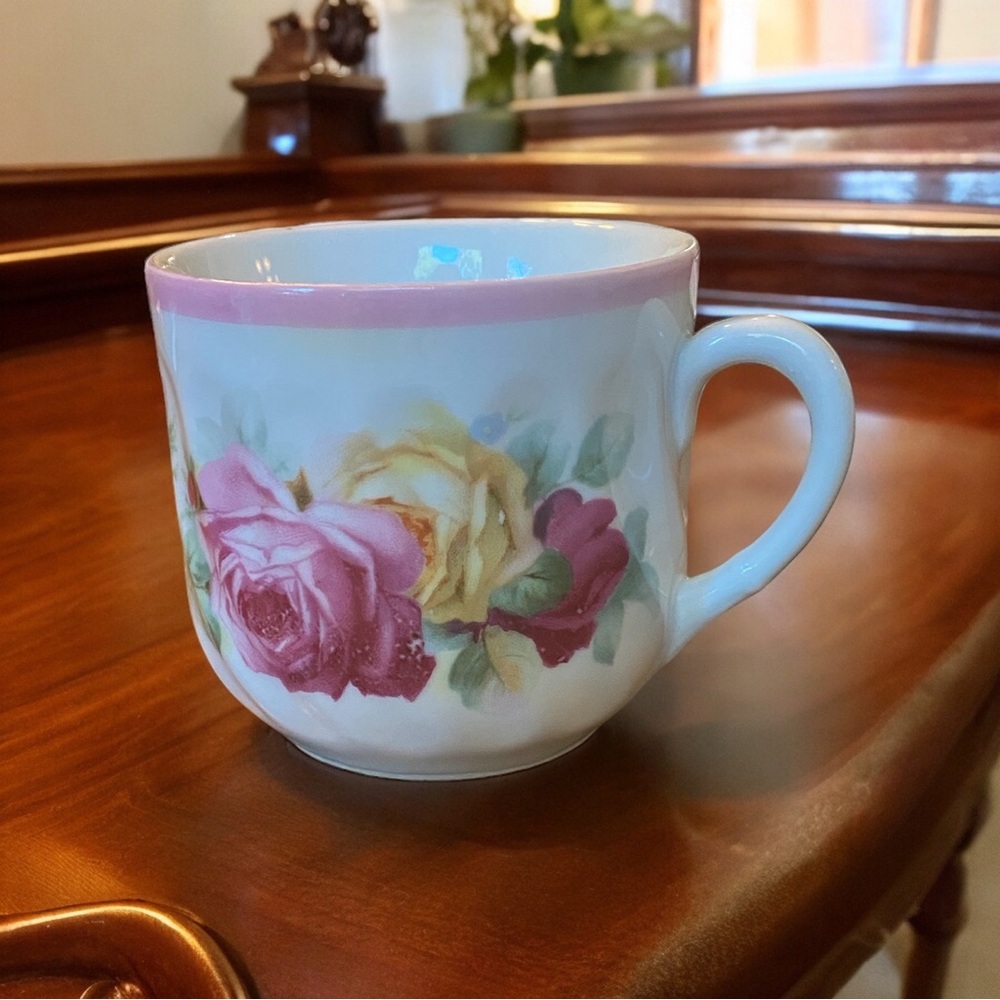 Vintage Porcelain Teacup - Made in Germany Pink & Yellow Roses